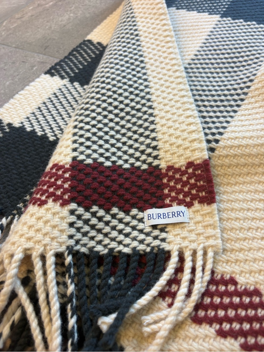 Burberry Oversized Jumbo Check Wool Scarf and Wrap - Picture 5 of 8